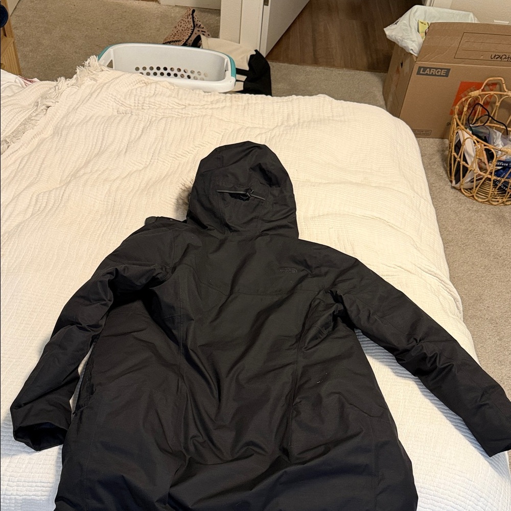Black North Face Down Parka with Fur Hood - Picture 4 of 5
